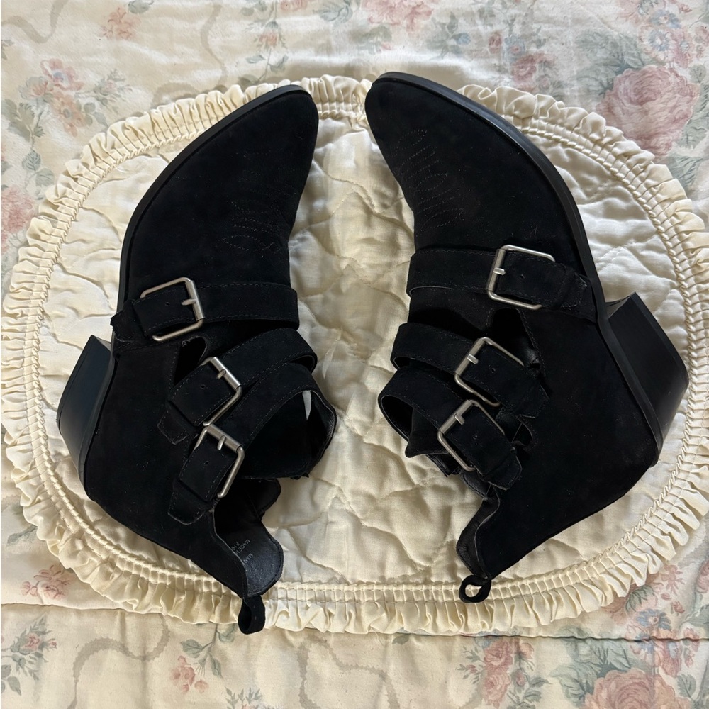 Universal Thread Black Ankle Boots with Buckles